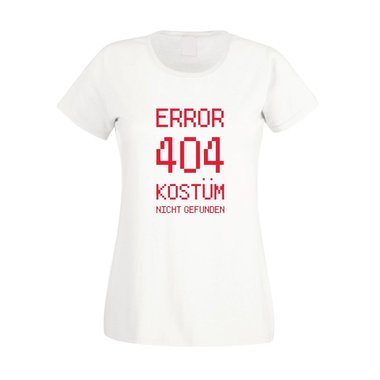 Error 404 - Kostm nicht gefunden - Damen T-Shirt - Verkleidung Party Humor Spa weiss-rot XXL