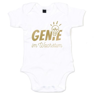 Genie im Wachstum - Baby Body - Familie Geburt Sugling Kind Einstein Humor Fun weiss-gold 68-80