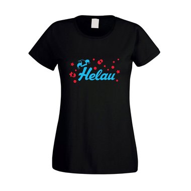 Helau Karneval - Damen T-Shirt - Volksfest Klle Party Feiern Tanzen Saufen Spa schwarz-cyan XS