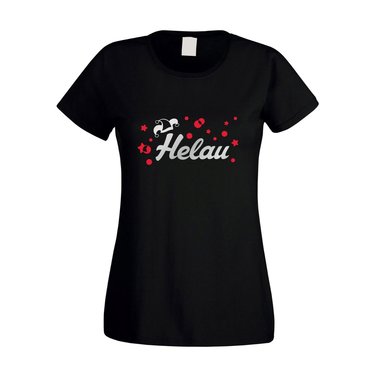 Helau Karneval - Damen T-Shirt - Volksfest Klle Party Feiern Tanzen Saufen Spa schwarz-cyan XS