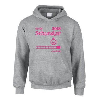 Kinder Hoodie - Groe Schwester 2018 ...loading - Familie Geschwister Geburt 110-116 dunkelblau-weiss