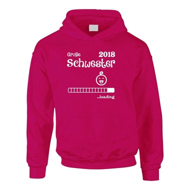 Kinder Hoodie - Groe Schwester 2018 ...loading - Familie Geschwister Geburt 110-116 dunkelblau-weiss