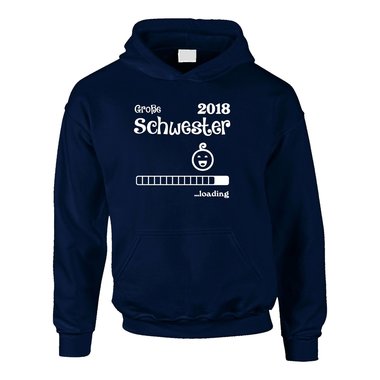 Kinder Hoodie - Groe Schwester 2018 ...loading - Familie Geschwister Geburt 80-92 dunkelblau-weiss