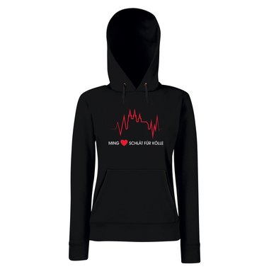 Ming Htz schlt fr Klle - Damen Hoodie - Heimat Kln Leben Liebe Herz Dom schwarz-rot L