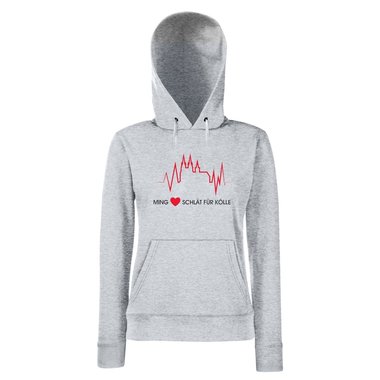 Ming Htz schlt fr Klle - Damen Hoodie - Heimat Kln Leben Liebe Herz Dom schwarz-rot L