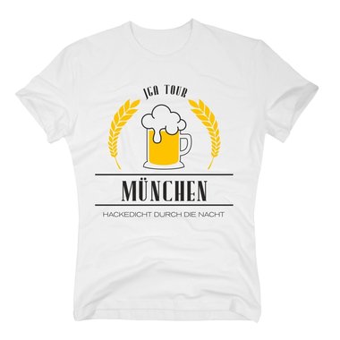 Mnchen - JGA Tour - Hackedicht durch die Nacht - Herren T-Shirt - Hochzeit Crew weiss-schwarz 5XL