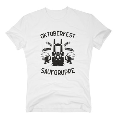 Herren T-Shirt - Oktoberfest Saufgruppe dunkelblau-weiss S