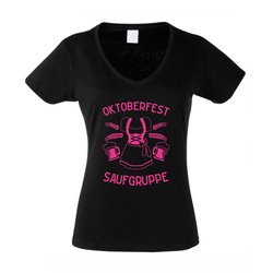 Saufgruppe Dirndl - Damen T-Shirt V-Ausschnitt