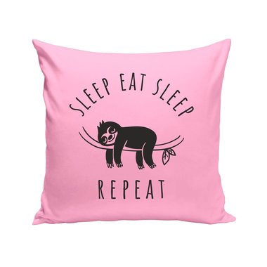 Sleep Eat Sleep - Repeat - Dekokissen - Faultier Faulenzen Chill Out Schlafen weiss-schwarz