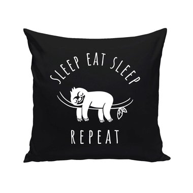 Sleep Eat Sleep - Repeat - Dekokissen - Faultier Faulenzen Chill Out Schlafen weiss-schwarz