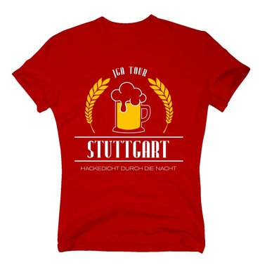 Stuttgart - JGA Tour - Hackedicht durch die Nacht - Herren T-Shirt - Heirat Crew weiss-schwarz 5XL