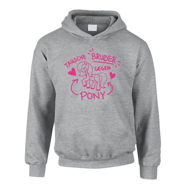 Tausche Bruder gegen Pony - Kinder Hoodie - Familie Geschwister Liebe Ironie Fun dunkelblau-fuchsia 80-92