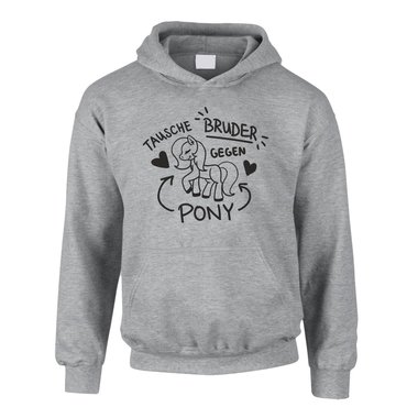 Tausche Bruder gegen Pony - Kinder Hoodie - Familie Geschwister Liebe Ironie Fun dunkelblau-fuchsia 80-92