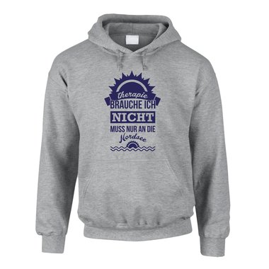 Therapie brauche ich nicht - muss nur an die Nordsee - Herren Hoodie - Urlaub 5XL schwarz-weiss