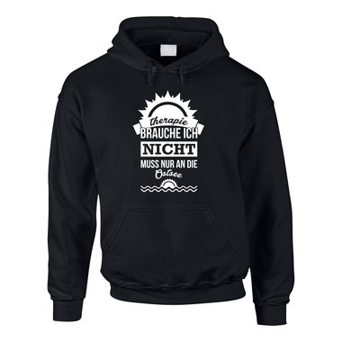 Therapie brauche ich nicht - muss nur an die Ostsee - Herren Hoodie - Urlaub 5XL schwarz-weiss