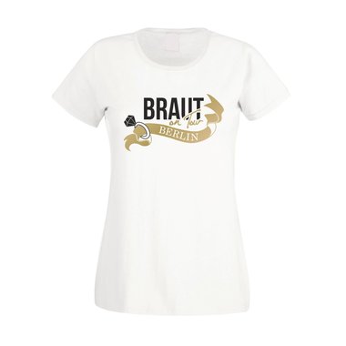 JGA - Braut on Tour - Berlin - Damen T-Shirt schwarz-gold XXL