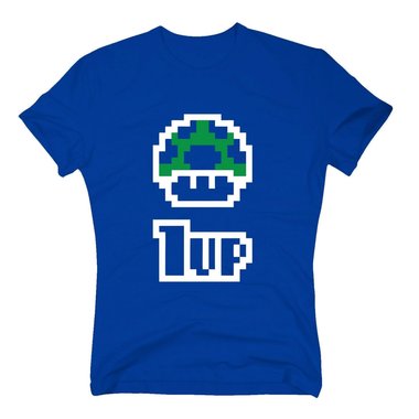 Retro Herren T-Shirt - Super Mario - 1 Up - Gaming Toad  dunkelblau-weiss S