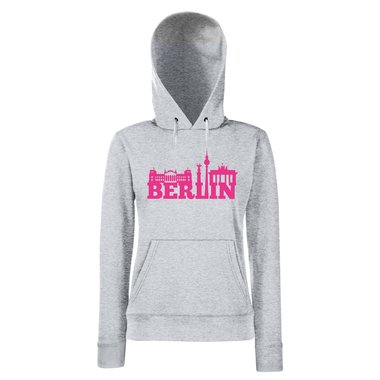 Berlin Skyline - Damen Hoodie fuchsia-schwarz XS