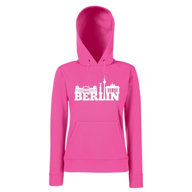 Berlin Skyline - Damen Hoodie fuchsia-schwarz XS