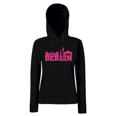 Berlin Skyline - Damen Hoodie schwarz-fuchsia L