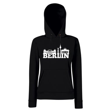 Berlin Skyline - Damen Hoodie schwarz-fuchsia L