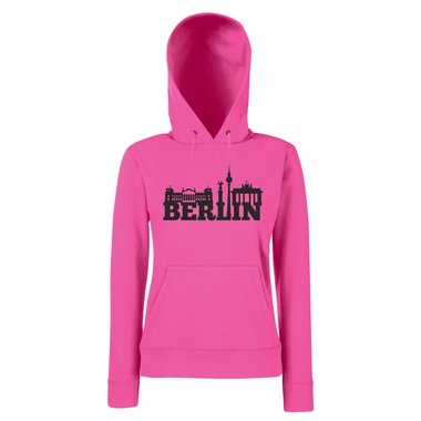 Berlin Skyline - Damen Hoodie schwarz-fuchsia L