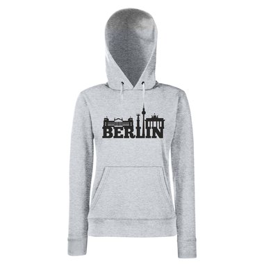 Berlin Skyline - Damen Hoodie schwarz-fuchsia L