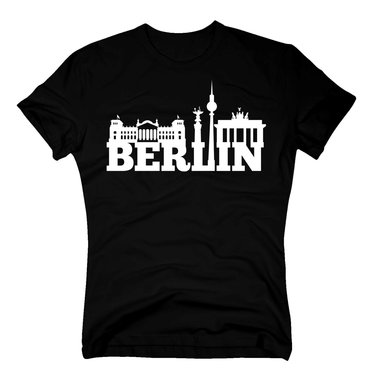 Berlin Skyline - Herren T-Shirt schwarz-cyan 5XL