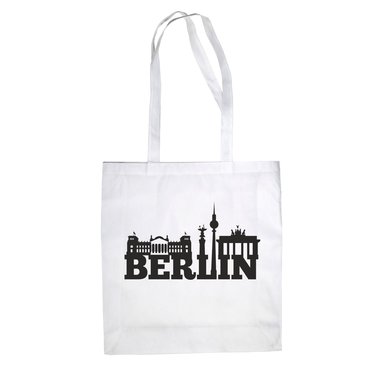 Berlin Skyline - Jutebeutel fuchsia-schwarz