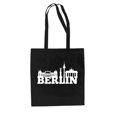 Berlin Skyline - Jutebeutel fuchsia-schwarz