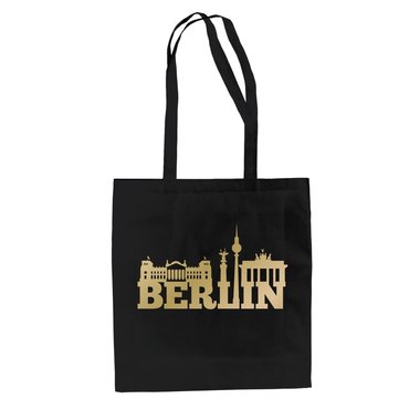 Berlin Skyline - Jutebeutel fuchsia-schwarz