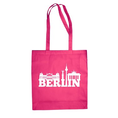 Berlin Skyline - Jutebeutel fuchsia-schwarz