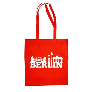 Berlin Skyline - Jutebeutel fuchsia-schwarz