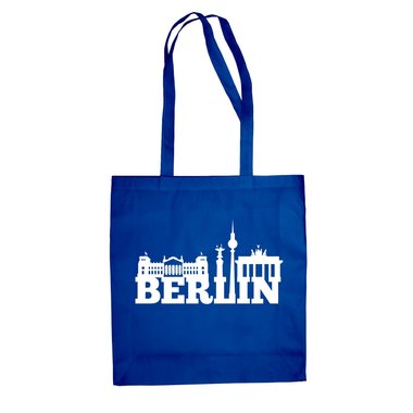 Berlin Skyline - Jutebeutel fuchsia-schwarz