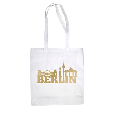 Berlin Skyline - Jutebeutel fuchsia-schwarz