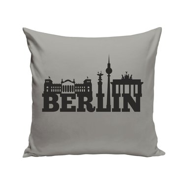 Berlin Skyline - Dekokissen apfelgrn-schwarz