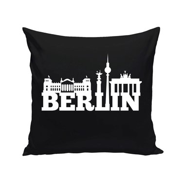 Berlin Skyline - Dekokissen apfelgrn-schwarz