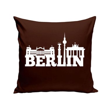 Berlin Skyline - Dekokissen apfelgrn-schwarz