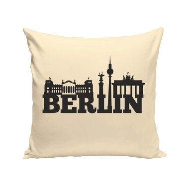 Berlin Skyline - Dekokissen apfelgrn-schwarz