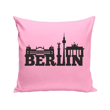 Berlin Skyline - Dekokissen apfelgrn-schwarz