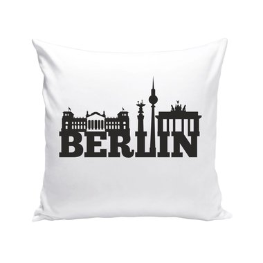 Berlin Skyline - Dekokissen schwarz-weiss