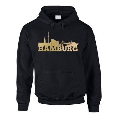 Hamburg Skyline - Herren Hoodie schwarz-weiss XS