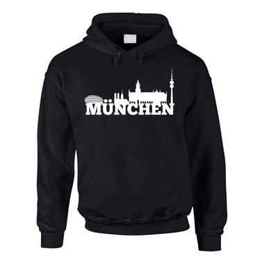 Mnchen Skyline - Herren Hoodie schwarz-weiss XS