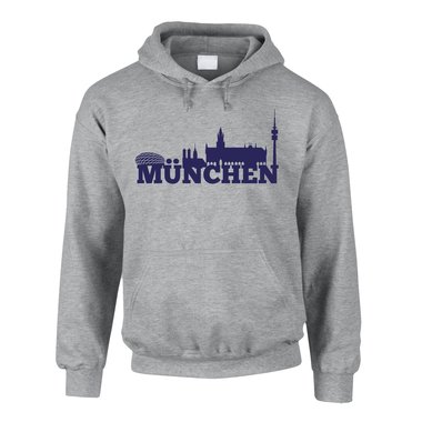 Mnchen Skyline - Herren Hoodie grau-schwarz 5XL