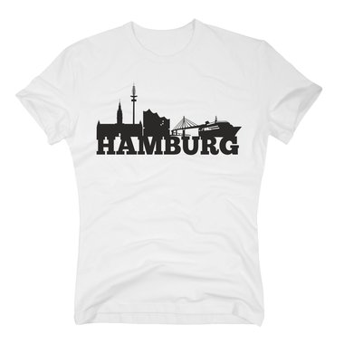 Hamburg Skyline - Herren T-Shirt schwarz-cyan 5XL