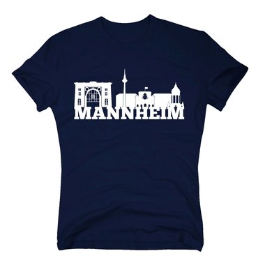 Mannheim Skyline - Herren T-Shirt schwarz-cyan 5XL