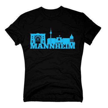 Mannheim Skyline - Herren T-Shirt schwarz-cyan 5XL