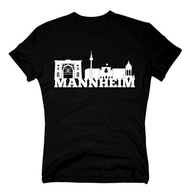 Mannheim Skyline - Herren T-Shirt schwarz-cyan 5XL