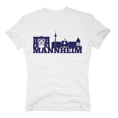 Mannheim Skyline - Herren T-Shirt schwarz-cyan 5XL