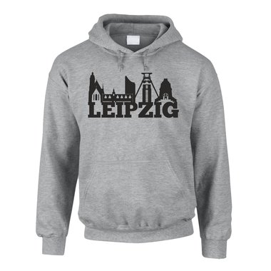 Leipzig Skyline - Herren Hoodie heathergrey-dunkelblau XS